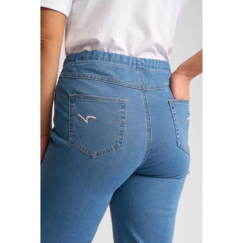 Vassalli Straight Leg 7/8 Length Contrast Stitch Denim Pull On image number 2